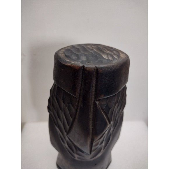 VINTAGE JAPANESE HOKKAIDO AINU CARVED STATUES MAN & WOMAN 7" TALL FOLK ART - Picture 10 of 13